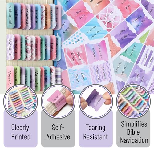 Mr. Pen- Laminated Bible Tabs, 120 pcs, Easy-to-Read & Apply - color: Dreamy Tapestry