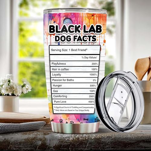 Gifts for Black Lab Lovers 20 Oz Stainless Steel Tumbler Travel Coffee Mug Gift Ideas for Dog Lovers Owners Funny Facts Water Bottle - color: Black Lab