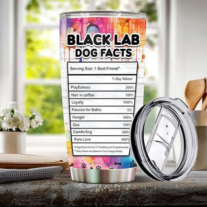 Gifts for Black Lab Lovers 20 Oz Stainless Steel Tumbler Travel Coffee Mug Gift Ideas for Dog Lovers Owners Funny Facts Water Bottle - color: Black Lab