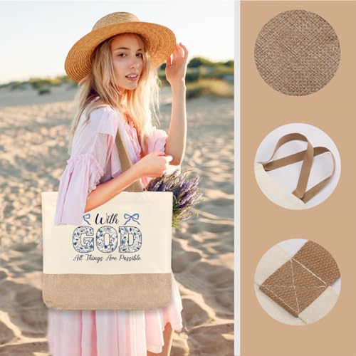 Tote Bag, Gifts for Women Friends Girlfriend Coworker Wife Mom Reusable Tote Bags Birthday Thank You Gift - color: God