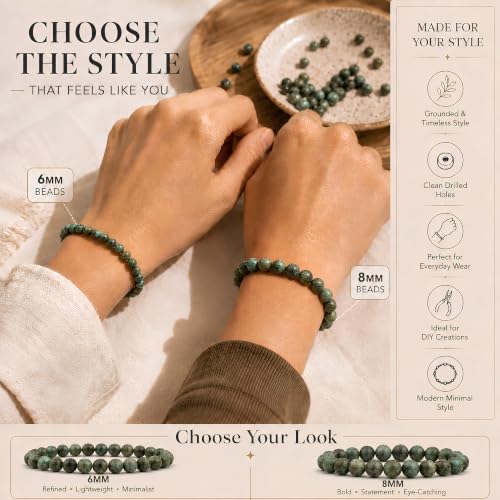 Cherry Tree Collection 100PCS 6mm African Turquoise Round Bead Craft Kit - color: african turquoise, size: 6mm