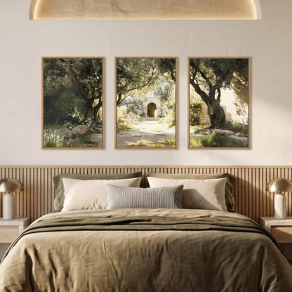 Garden of Gethsemane Landscape Framed Canvas Wall Art -16"x24"x3 - color: Garden Landscape Wall Art, size: 16"L x 24"W