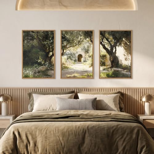 Garden of Gethsemane Landscape Framed Canvas Wall Art -24"x36"x3 - color: Garden Landscape Wall Art, size: 24"L x 36"W