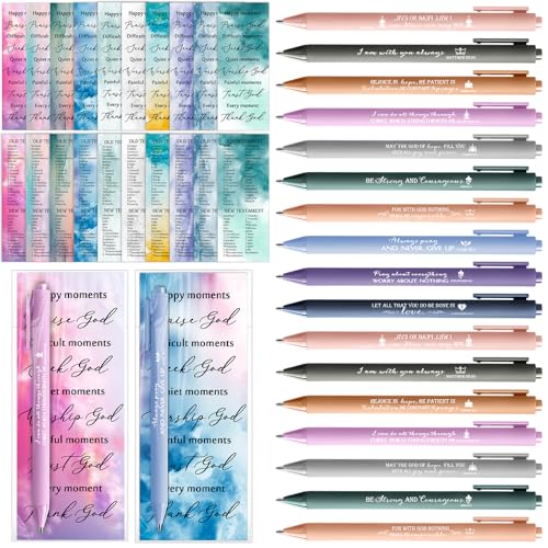 Sayglossy 50 Sets Christian Gifts Pens with Scripture Bookmarks