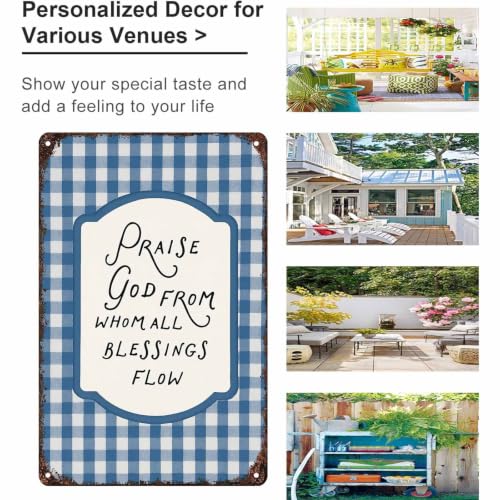 Praise God from Whom All Blessings Flow Farmhouse Metal Sign 8 x 12 Inch