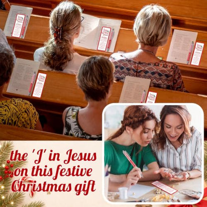 Motiskyy 24 Set Christmas Christian Gifts Candy Cane Jesus Pen Bookmark - style: Candy Cane