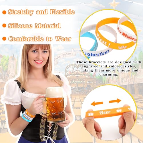 JUNEBRUSHS 42pcs Oktoberfest Party Favors Silicone Bracelets Bavarian Decor - style: Oktoberfest Style