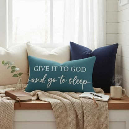 Decorative Throw Pillow Covers 12x20 Inch Set of 2 – Dusty Teal - color: Dusty Teal