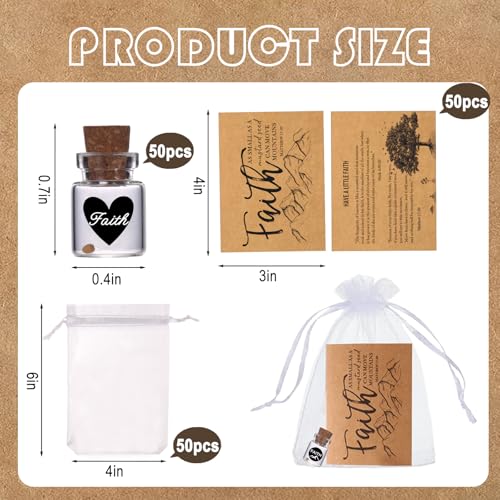 Christian Faith Favors bulk gifts - Mini Glass Bottle Keepsakes - color: Kraft-heart-50pcs