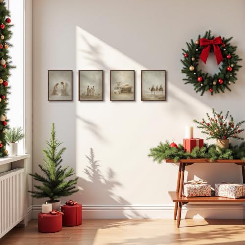 DOFQZ Christian Jesus Christmas Wall Art Prints 8x10 Set of 4 - color: 25Child, size: 8*10