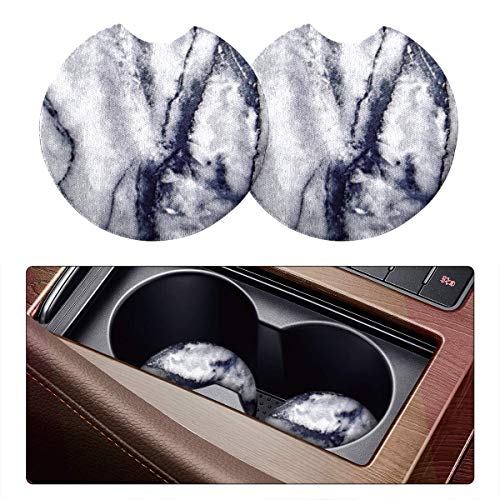 2 Pack Car Coasters for Drinks Absorbent - 2.75 Inch Cute Car Cup Holder Coasters for Women, Removable Cup Holder Coaster for Your Car, Car Interior Accessories for Women & Girls (White Marble) - color: White Marble