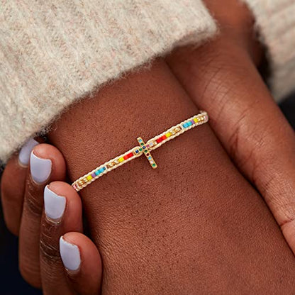 STORYJEWELLERY Christian Gifts for Women, Religious Confirmation and Baptism Gifts, Cross Bracelet for Women, Easter Gift, Encouragement Presents, Christian Jewelry - color: God is in control