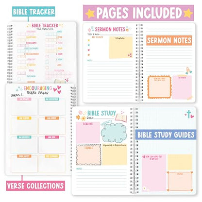 Guided Bible Study Journal for Women - Bible Journal for Women - color: Indigo Pastel Stars