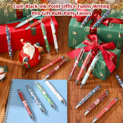 Sayglossy 36 Pcs Christmas Pens Bulk Cute Merry Christmas Gift Retractable Ballpoint Gel Ink Pens Novelty Santa Claus Tree Xmas for Coworkers Office Supplies Stockings Stuffers Holiday - style: Xmas