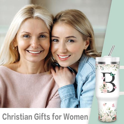Christian Gifts for Women, Christian Tumbler 40oz - style: Initial B cup