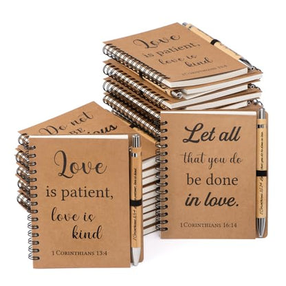 40 Pcs/20 Set Christian Gifts Spiral Notebooks Bulk Journals with Christian Pens Prayer Journal for Women and Men, Father Day Gifts for Church Members, Bible Study Groups & Religious Families,Small Notepad (4.33" x 5.43") - size: 20 Set