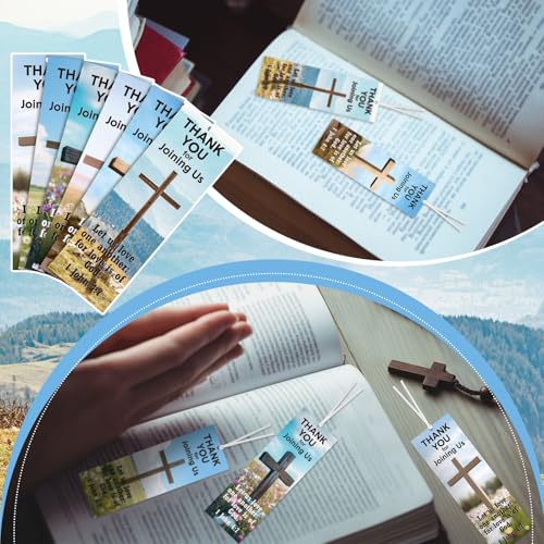 Skyygemm 60 Pcs Church Visitor Bookmarks Thank You for Joining Us Bookmarks 1 John 4: 7 Christian Birthday Welcome Gift Religious Cross Bookmark for Prizes Party Favors