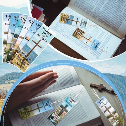 Skyygemm 60 Pcs Church Visitor Bookmarks Thank You for Joining Us Bookmarks 1 John 4: 7 Christian Birthday Welcome Gift Religious Cross Bookmark for Prizes Party Favors