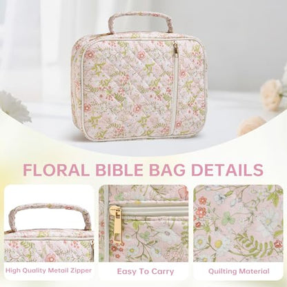 Bible Bag Cover Case for Women Study Supplies Kit Church Book Holder - color: Jungle Flowers