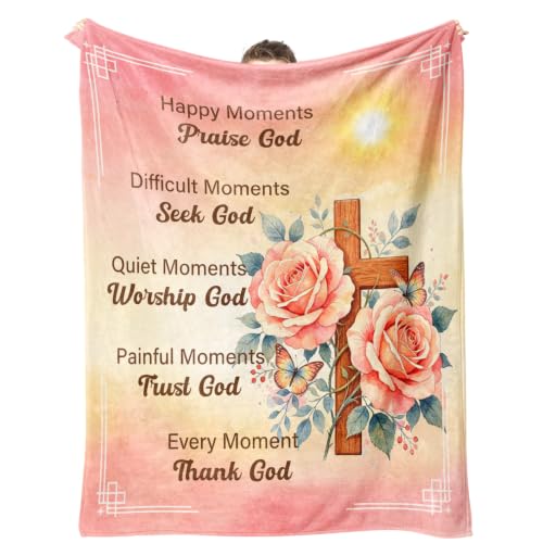 Christian Gifts for Women, Christian Inspirational Faith Blanket 50''x60'' - color: Sunrise Pink, size: 50*60IN