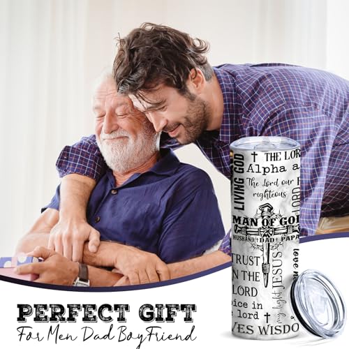 TUMBTU Christian Bible Verse Tumbler,Inspirational Tumbler Gift for Men - color: White-Black