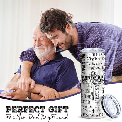 TUMBTU Christian Bible Verse Tumbler,Inspirational Tumbler Gift for Men - color: White-Black
