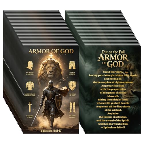 Gospel Tract Card Plan of Salvation 240 Pcs Armor of God Cards Pocket Holy Postcards Christian Scripture Knight Gospel Tracts Bookmark Gifts for Women Men Party Sunday School Church - color: Armor of God