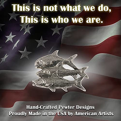 Grand Slam Bonefish Tarpoon Fish Pin, Pewter, Lapel, Hat, Pins, Brooch, Brooches, Jewelry, Gift, Handmade in the USA, 200 Fish Designs Available. S035PRZ - color: Antique Pewter