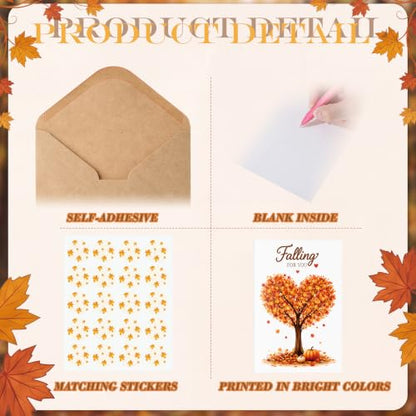 Eaasty 100 Pcs Cards with Stickers, Envelopes, Autumn Folding Style - style: Autumn Folding Style