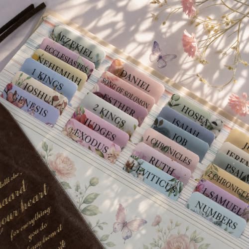 UPAFEXXI-Laminated Bible Tabs with Book Summaries(Floral) - color: Summaries Flowers2