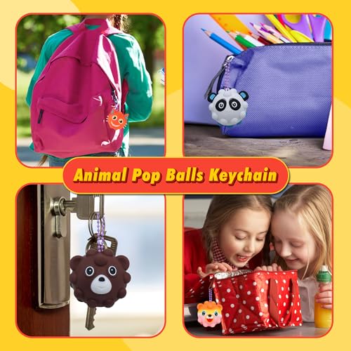 KissFree 24 PACK Animal Pop Balls Party Favors for Kids, 3D Pop Fidget Balls Toys Bulk, Gifts for Boys & Girls, Goodie Bag Stuffers, Pinata Stuffers, Treasure Box Toys, Prizes for Kids - style: 24PCS Animal Pop Ball