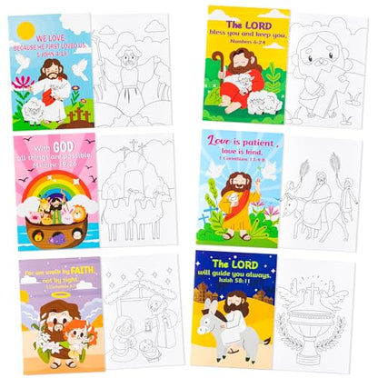 ANGOLIO 24 PCS Christian Religious Coloring Books for Kids Bulk, 6 Styles