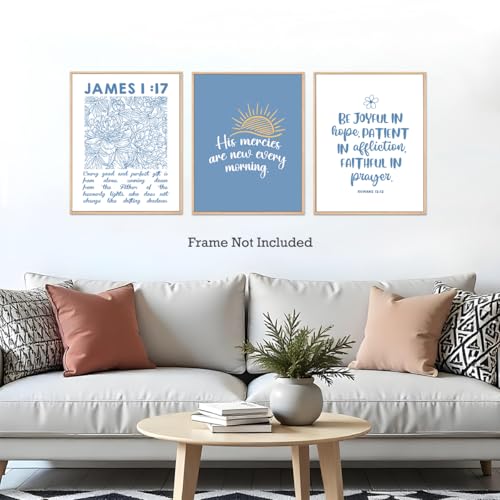 Set of 3 Poster Bible Verse Wall Art,His Mercies Are New Evey Morning Signs - color: His Mercies are New Every Morning