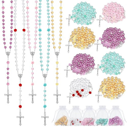 Ecation 20 Pcs Pearl Rosary Catholic Beads for Prayer Gifts