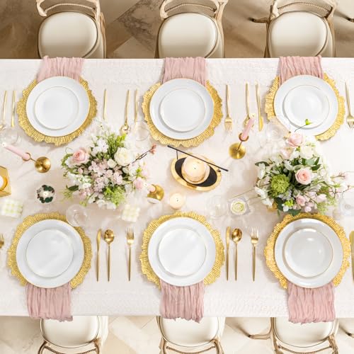 LIYH 8Pcs Gold Charger Plates, 13 Inch Plastic Round Chargers For Parties - color: Irregular Gold, size: 8Pcs