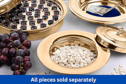 (Bread Tray Lid) Gold Premium Communion Trays for Churches | Stainless Steel Communion Ware Set, Supplies | 40 Cup Tray - color: Bread Tray Lid