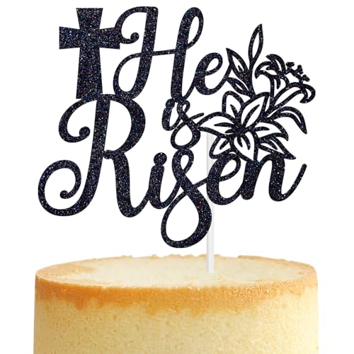 He is Risen Cake Topper, Easter Religious Resurrection Cake Decor, Jesus is Risen, Spring Happy Easter Religious Cross Anniversary Party Decoration Supplies