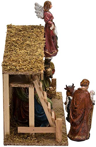 Kurt Adler 12-Piece Nativity Set with Wooden Stable