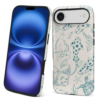 Case for iPhone 17 Air,Drop Protection Hybrid 2-Layer Hard Phone Cover-Ocean Animal Whale Shark-Blue - color: Ocean Animal Whale Shark-Blue, size: iPhone 17 Air