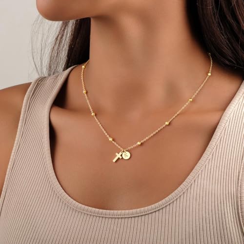 Turandoss Cross Necklace for Girls, Cross Jewelry Birthday Baptism Gifts - color: L