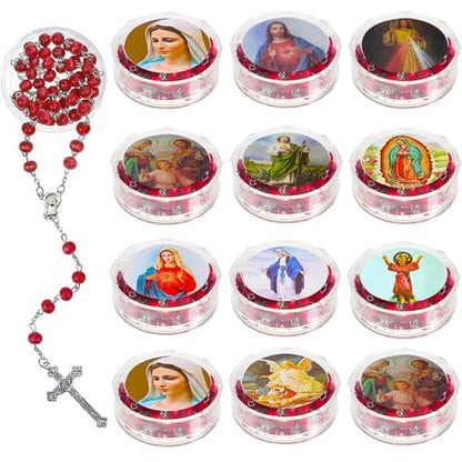 24Pcs Rose Scented Catholic Rosaries Necklaces Rosary Beads Necklace - color: Multiple Styles
