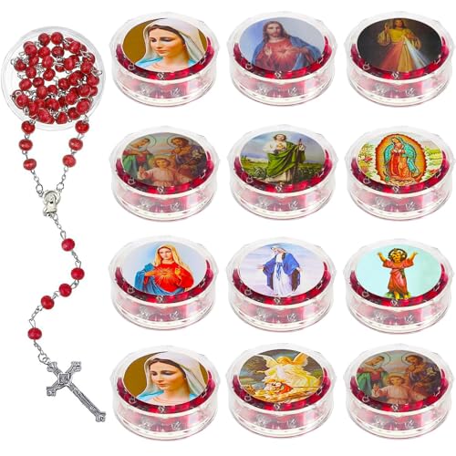 24Pcs Rose Scented Catholic Rosaries Necklaces Rosary Beads Necklace - color: Multiple Styles