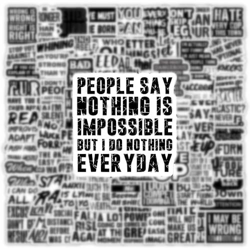 100PCS Black Inspirational Text Stickers for Water Bottle Phone Cases Scrapbook Laptops Guitars Refrigerator Luggage Computer Skateboard,Cool Motivational Waterproof Decals for Students Kids Teens - color: Black Inspirational Text
