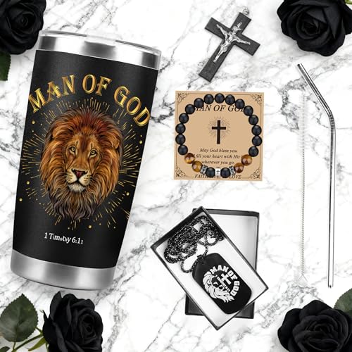 CRASHOT Christian Gifts for Men, Travel Tumbler Religious Gift Set
