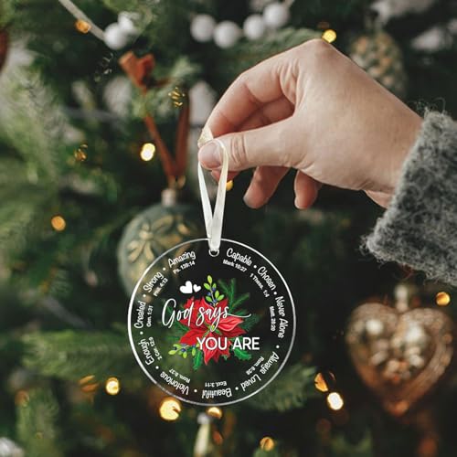 Christian Christmas Ornaments - Religious Christmas Ornament for Women - Christian Faith Gifts for Women - Inspirational Jesus Bible Verse Acrylic Ornament