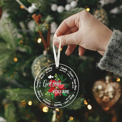 Christian Christmas Ornaments - Religious Christmas Ornament for Women - Christian Faith Gifts for Women - Inspirational Jesus Bible Verse Acrylic Ornament