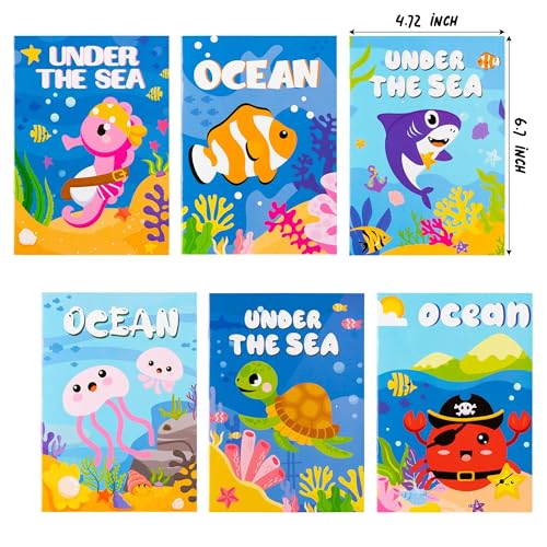 ANGOLIO 24Pcs Ocean Animals Coloring Books Bulk for Kids, Summer Gifts Mini DIY Art Drawing Books Set for Shark Seahorse Jellyfish Under the Sea Animal Theme Kindergarten School Classroom Party Favors - style: Ocean Animals