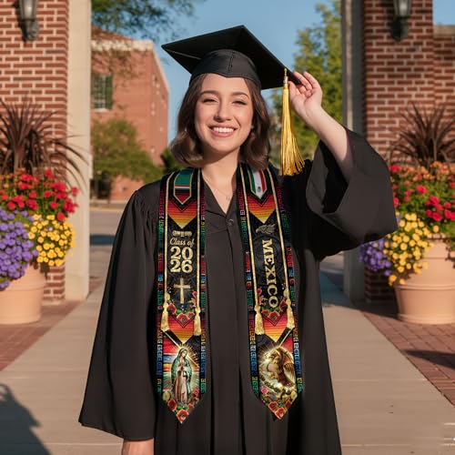 Mexico Graduation Sash, Cross Graduate Stole, Class Of 2026, Mexican Stole - color: Ds 05