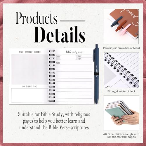 Kosiz 12 Sets Christian Notebook, Bible Study Prayer Pen, Bright Morandi - color: Bright Morandi
