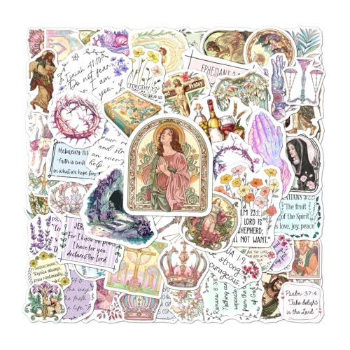 108 PCS Jesus Christian Bible Stickers, Waterproof Vinyl Religious Faith Stickers, Inspirational Scripture Decals for Laptops, Water Bottles, Journals, Notebooks, Ideal Christian - color: Jesus Christian Bible